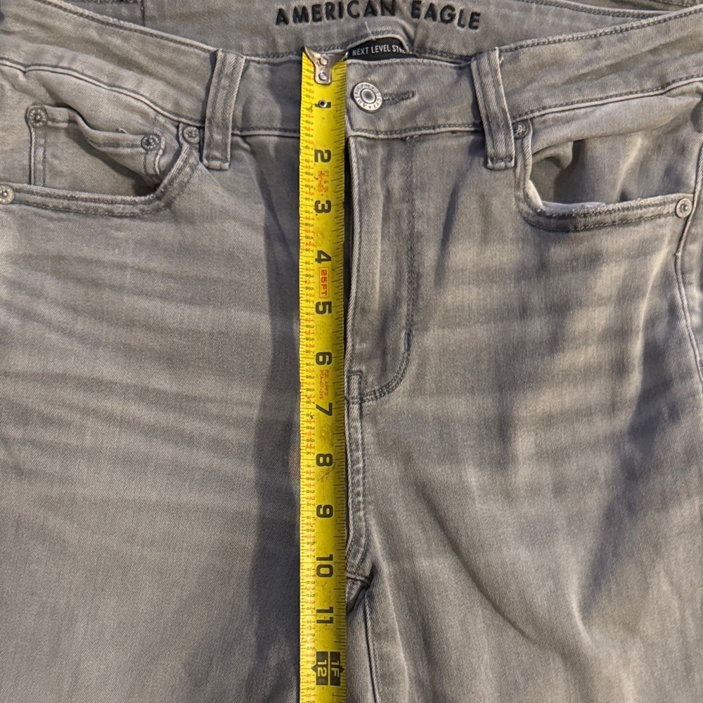 American Eagle Outfitters Women's Light Gray Next Level Stretch Flare Jeans 8S - Picture 7 of 11